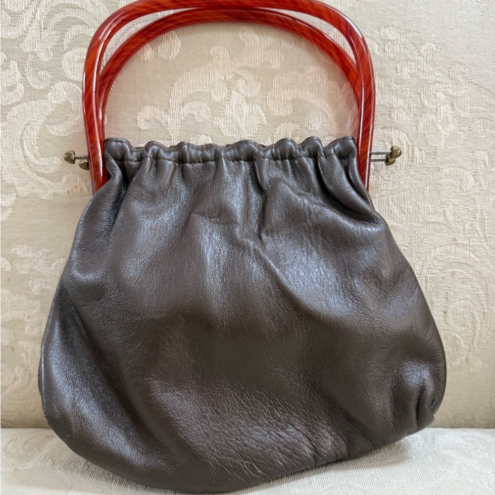 Vintage Top Handle Leather Handbag